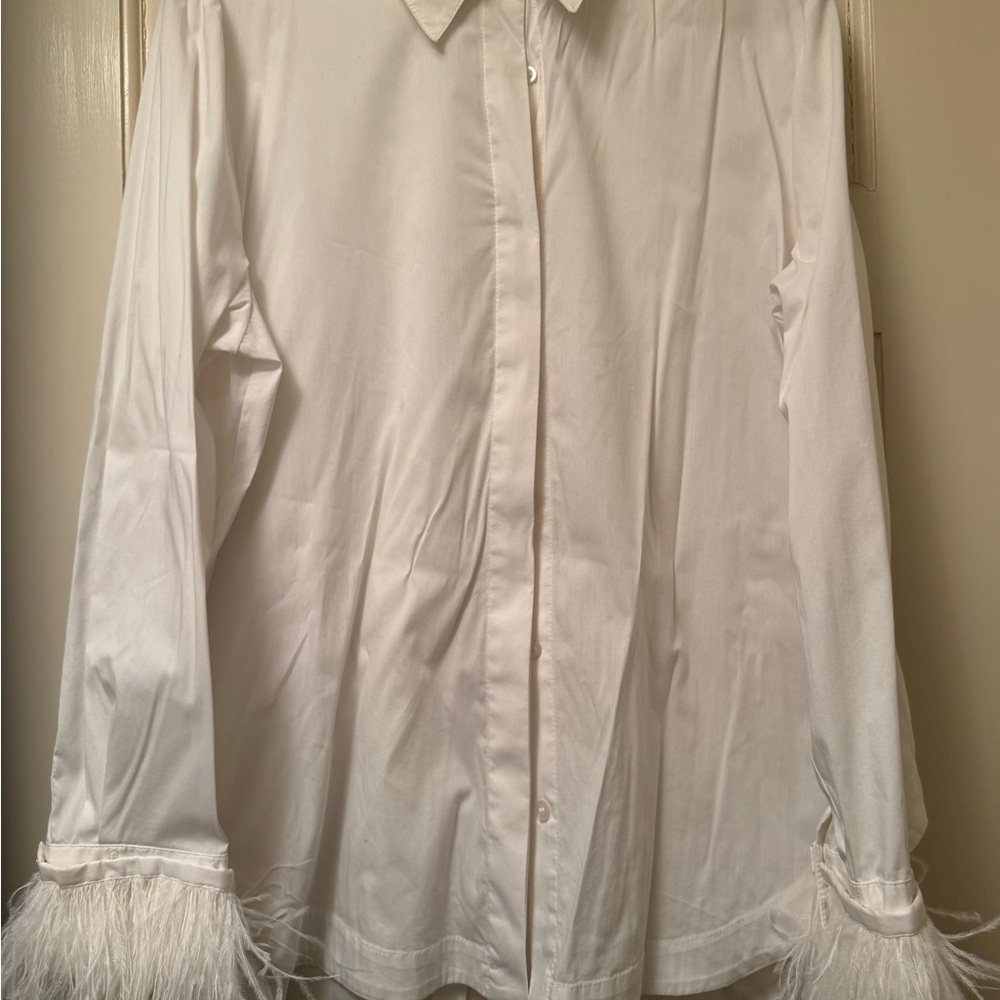 Karen Millen White Feather Cuff Blouse